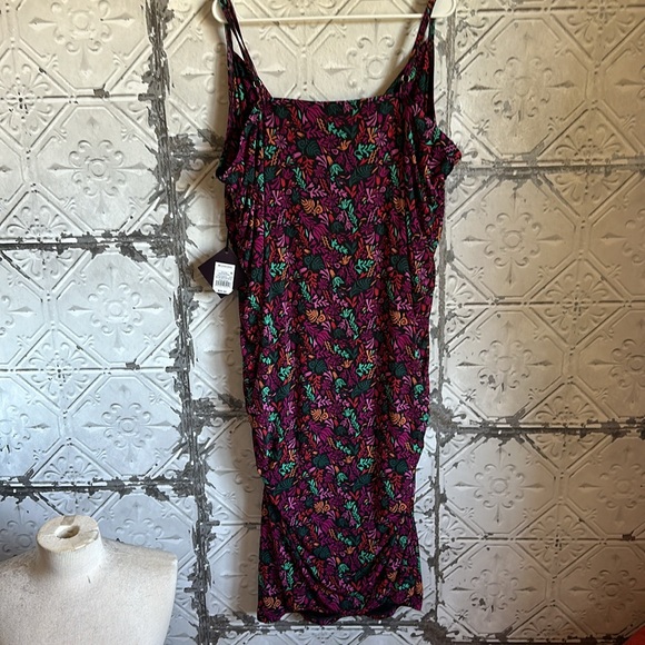 Fuchsia floral patterned ruched tank dress - Picture 8 of 11
